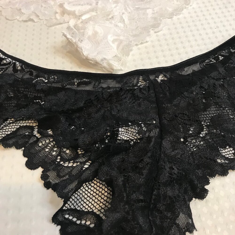 6 PAIR WOMENS LACED LOW RISE PANTIES SEMI SHEER NYLON BLEND SIZE XL [12] NEW - Picture 4 of 9